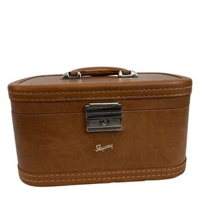Vintage Skyway Train Travel Case Brown - Vanity, Jewelry, Luggage, Cosmetic